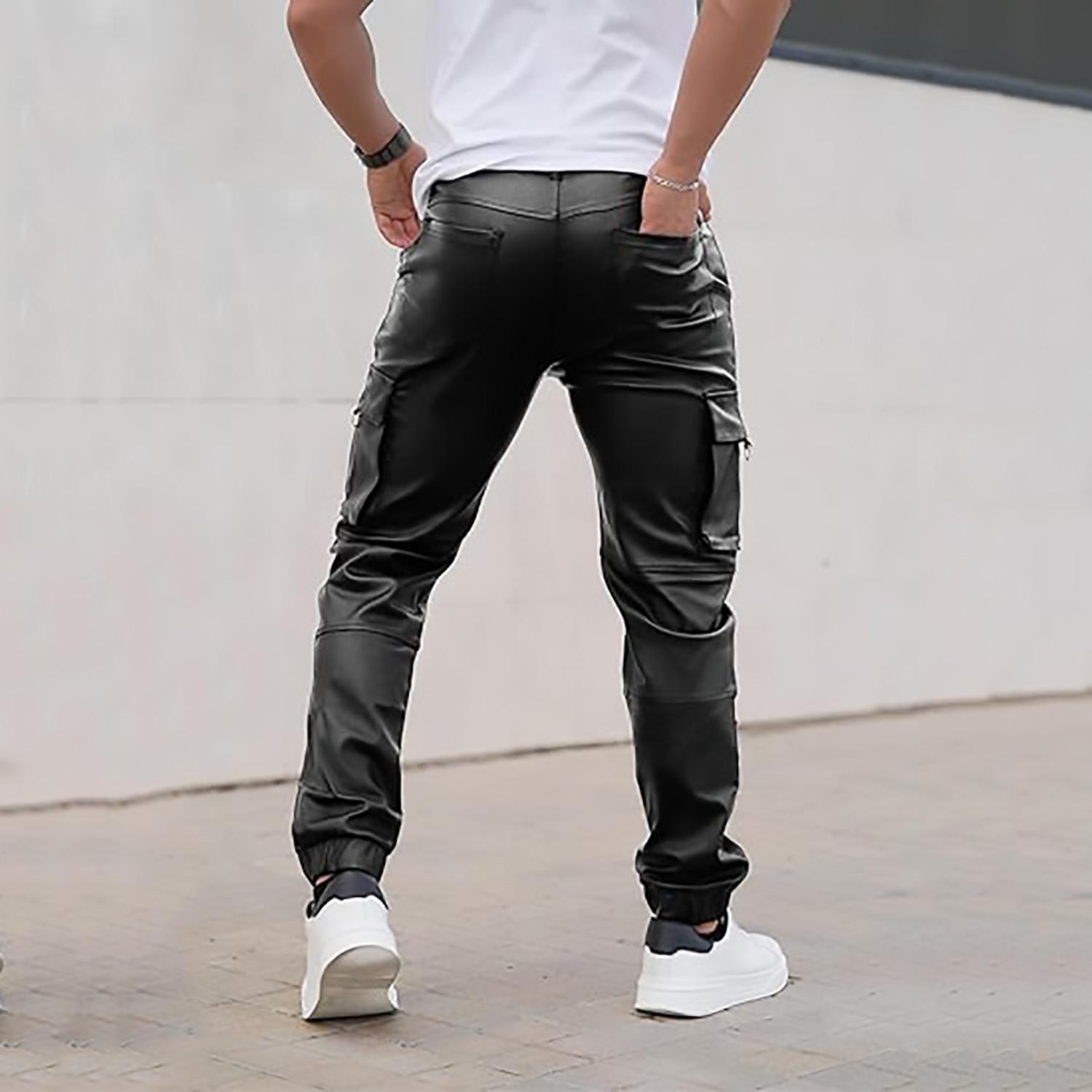 GINGTTO Mens Slim Fit Pants Stretch Pu Faux Leather Motorcycle Biker Pants GINGTTO Mens Slim Fit Pants Stretch Pu Faux Leather Motorcycle Biker Pants