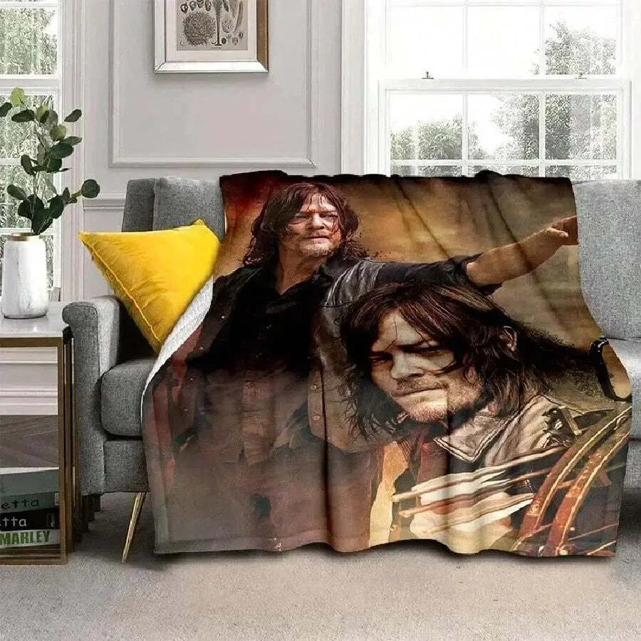 The Walking Dead movie-themed flannel blanket, warm and soft, suitable for sofas, offices, homes, travel, camping, and birthday gifts.
