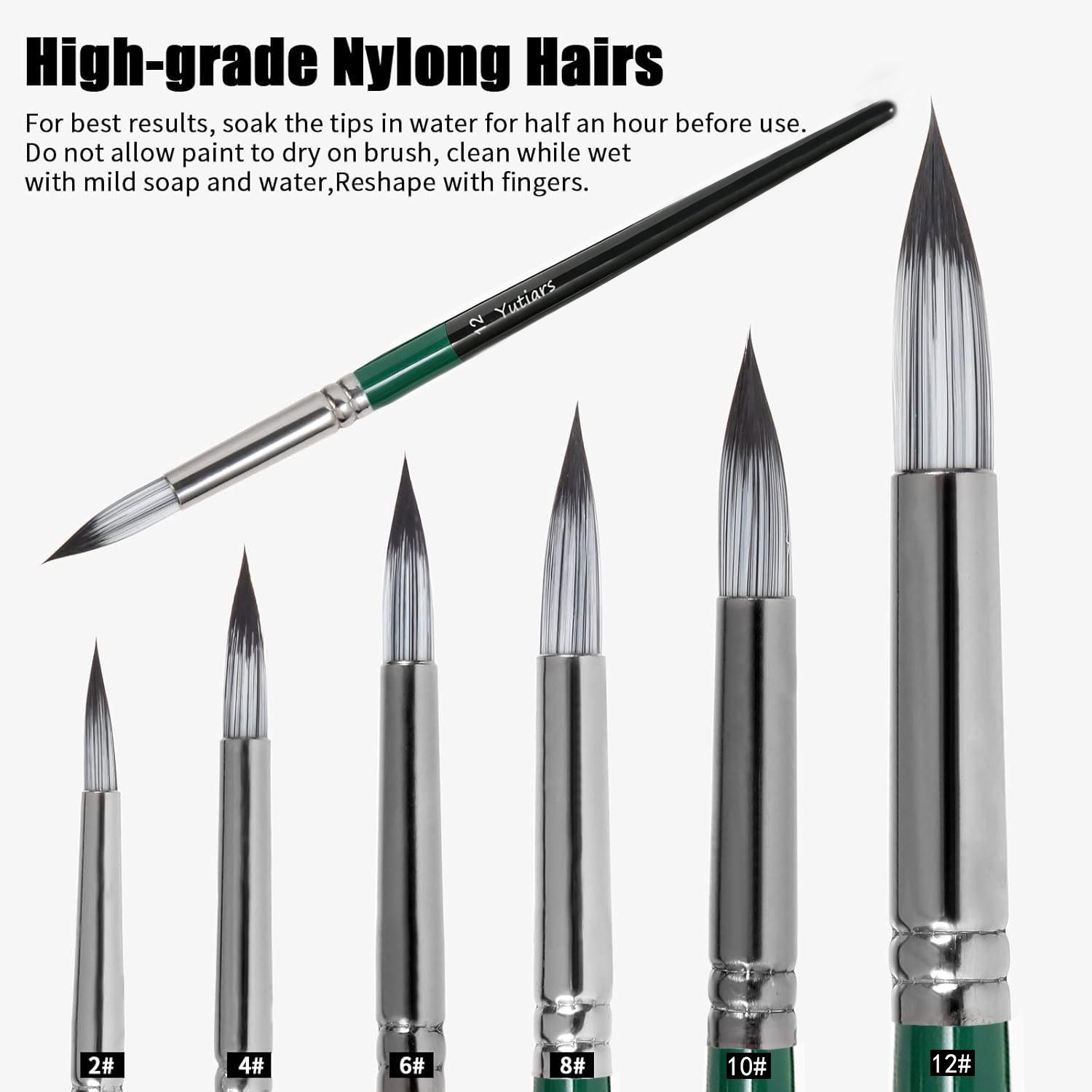 6Pcs Professional Round Paint Detail Brushes Kit Round Brush Variety High Quality Nylon Hair Anti-Shedding Design for Canvas Body Face Rock Painting Adults & Starter Artists