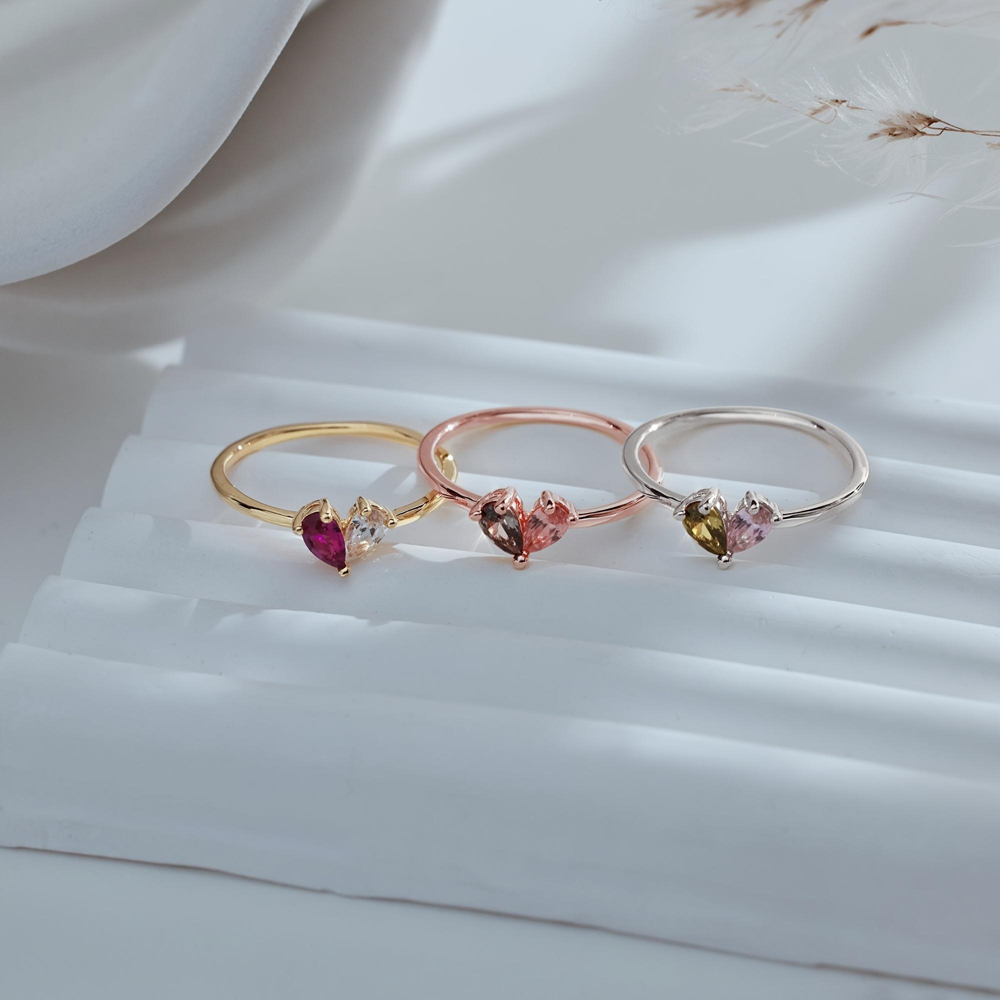 1pc Classic Fashion Women's Personalized Custom Heart-Shaped Birthstone Ring, Mother's Jewelry Valentine's Day Gift, Can Be Inlaid with Synthetic Cubic Synthetic Zirconia for Birthdays, Suitable for Daily Wear and Gifting, Birthday Gift, Christmas