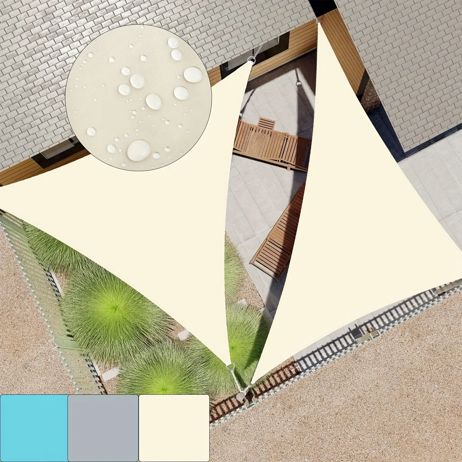 Triangular Waterproof Sunshade Sail, 95% UV Protection, Ideal for Outdoor Backyard, Patio, Garden, and Pavilion, Multiple Colors and Sizes