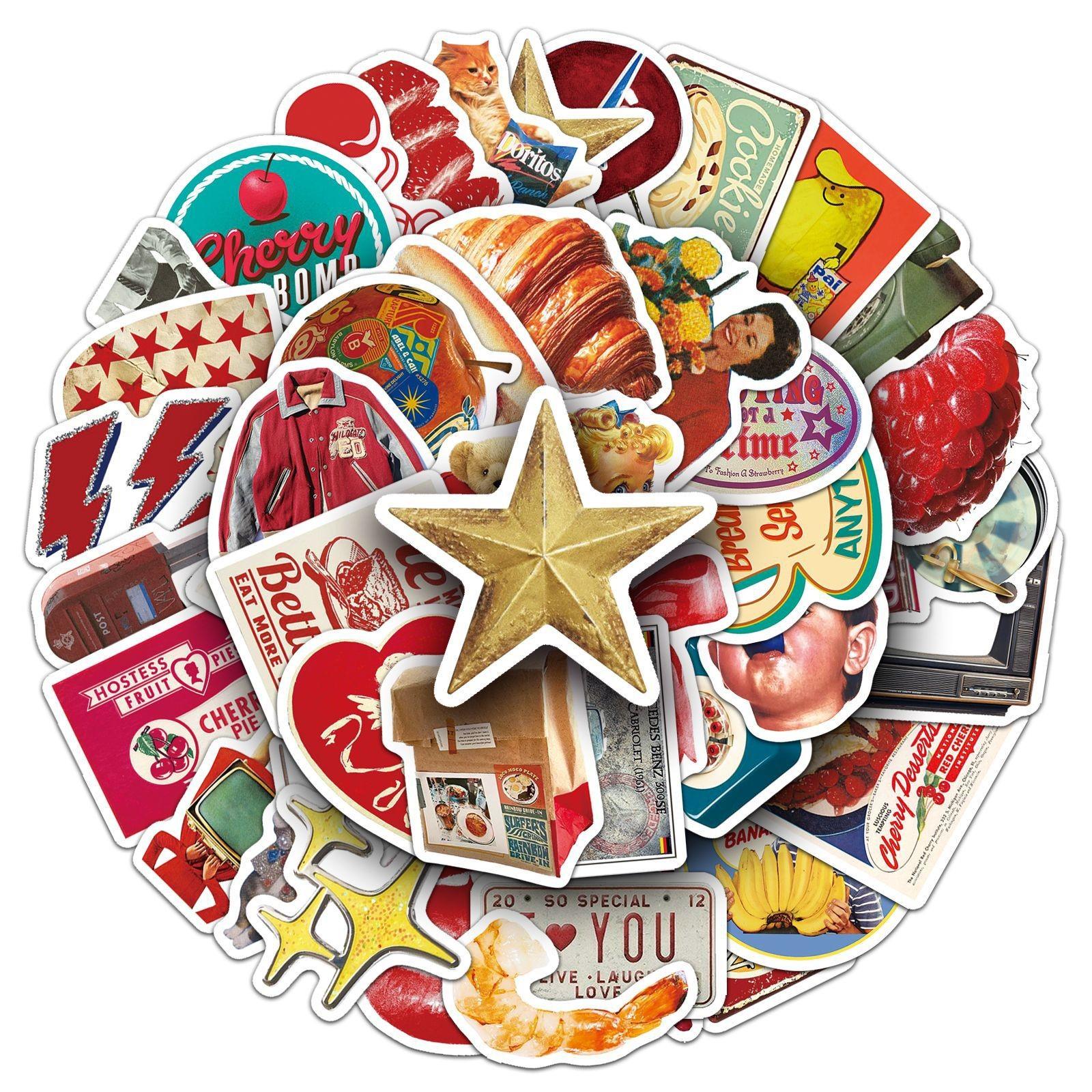 50 Pieces American Retro Graffiti Stickers, Cartoon Creative Collage Decorations, Phone Case Skateboard Notebook Stickers