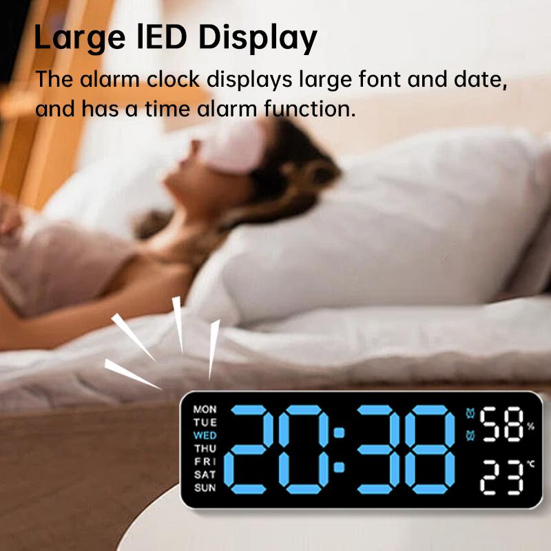 LED Digital Wall Clock Decorative, 10" Digital Alarm Clocks for Bedrooms, Digital Clock Large Display with Temperature/Countdown/Auto Dimmer/Snooze - 12/24H, Modern Wall Clock DigitalLight Set Light Set Blue/Orange(White, Bule ), christmas decor