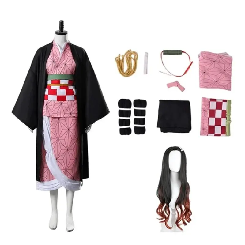 Kamado Nezuko Cosplay Costume, Demon Slayer Japanese Anime Kimono Outfit for Adults and Kids, Halloween Carnival Party, Costume Outfit, Costume For Parties, Cartoon Character