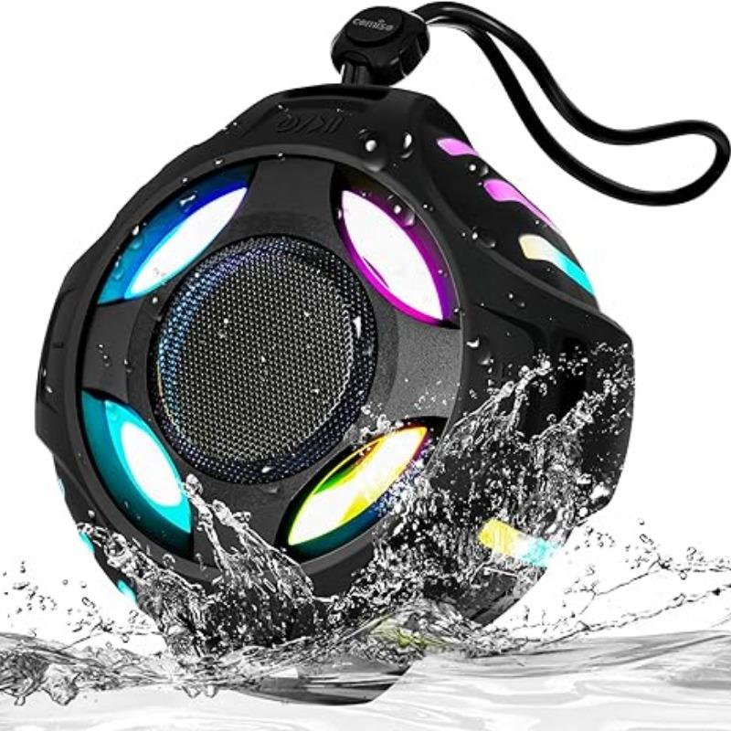 Bluetooth-compatible Waterproof Speaker Ipx7, 2000mah Portable Wireless Speaker with LED Light, HD Sound and Bass, Ideal for Beach, Kayak, Pool, Camping, Gift