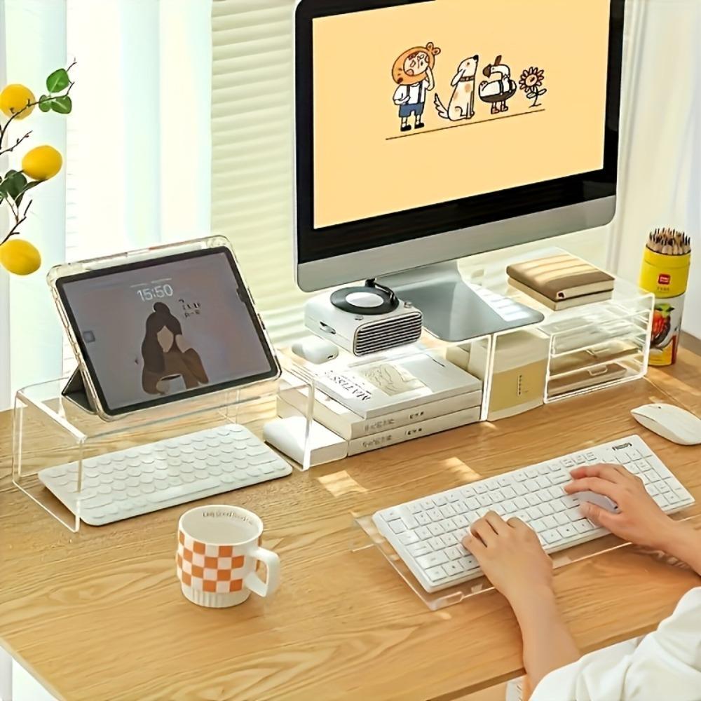 Computer Keyboard Holder Desktop Computer Keyboard Holder, Tilt Keyboard Holder, Clear Acrylic Keyboard Tray Holder for Simple Ergonomic Typing and Work From Home Upgrade