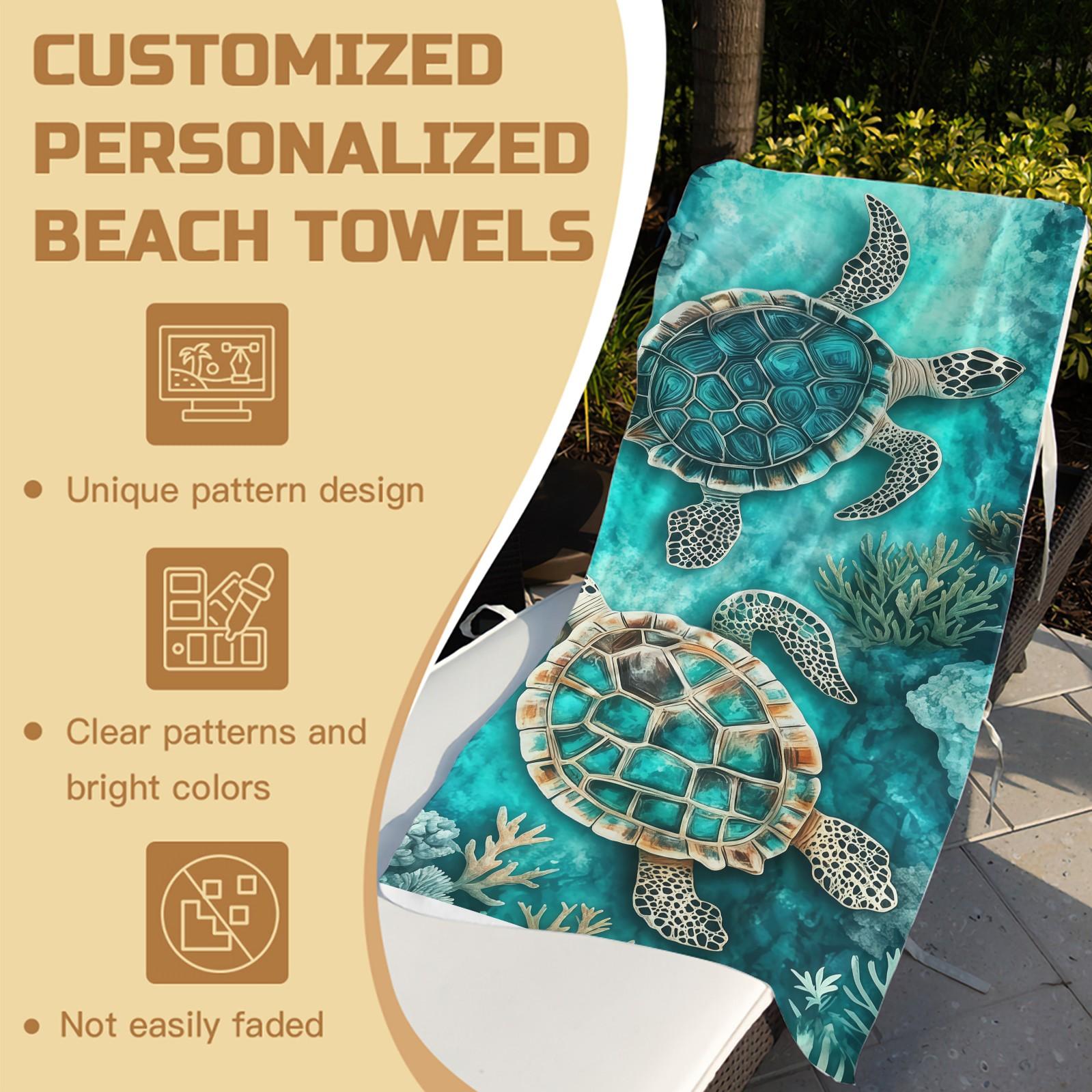 Turtle Pattern Beach Towel, Suitable For Children And Adults For Outdoor, Beach And Travel, Trendy Home And Beach Essentials