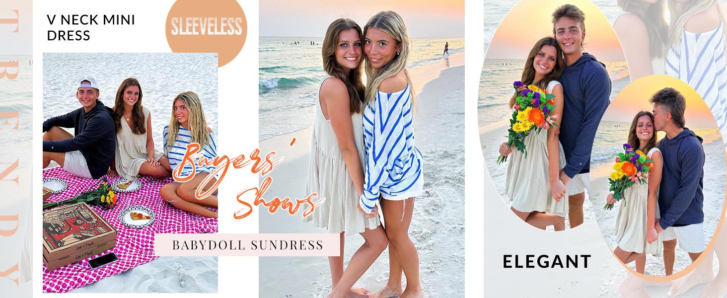 Women's Summer Sleeveless Mini Dress Casual Loose V Neck Sundress with Pockets Women's Summer Sleeveless Mini Dress Casual Loose V Neck Sundress with Pockets