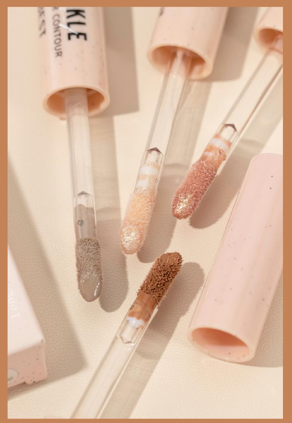 2-in-1 freckle pen, waterproof, sweatproof, long-lasting, shimmering highlighter makeup, double-headed freckle pen