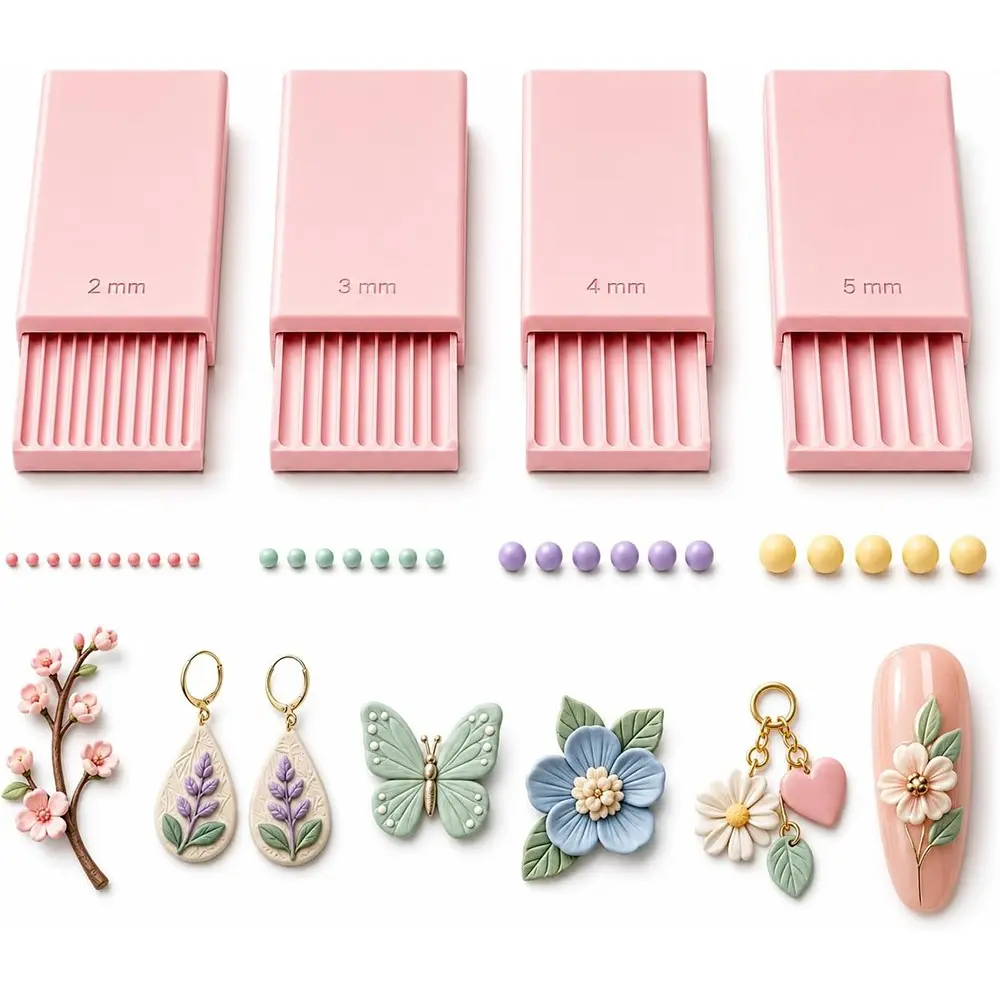 3D Print Clay Gel Ball Maker Tool, Nail Art Bead Roller for 3D Gel Flowers | With 2mm 3mm 4mm 5mm Grooves, Sphere Shaping Mold for Nail Art Gel Flowers, Earrings, Jewelry, Charms and Miniature DIY Craf, Nail Tech Supplies, Nail Care
