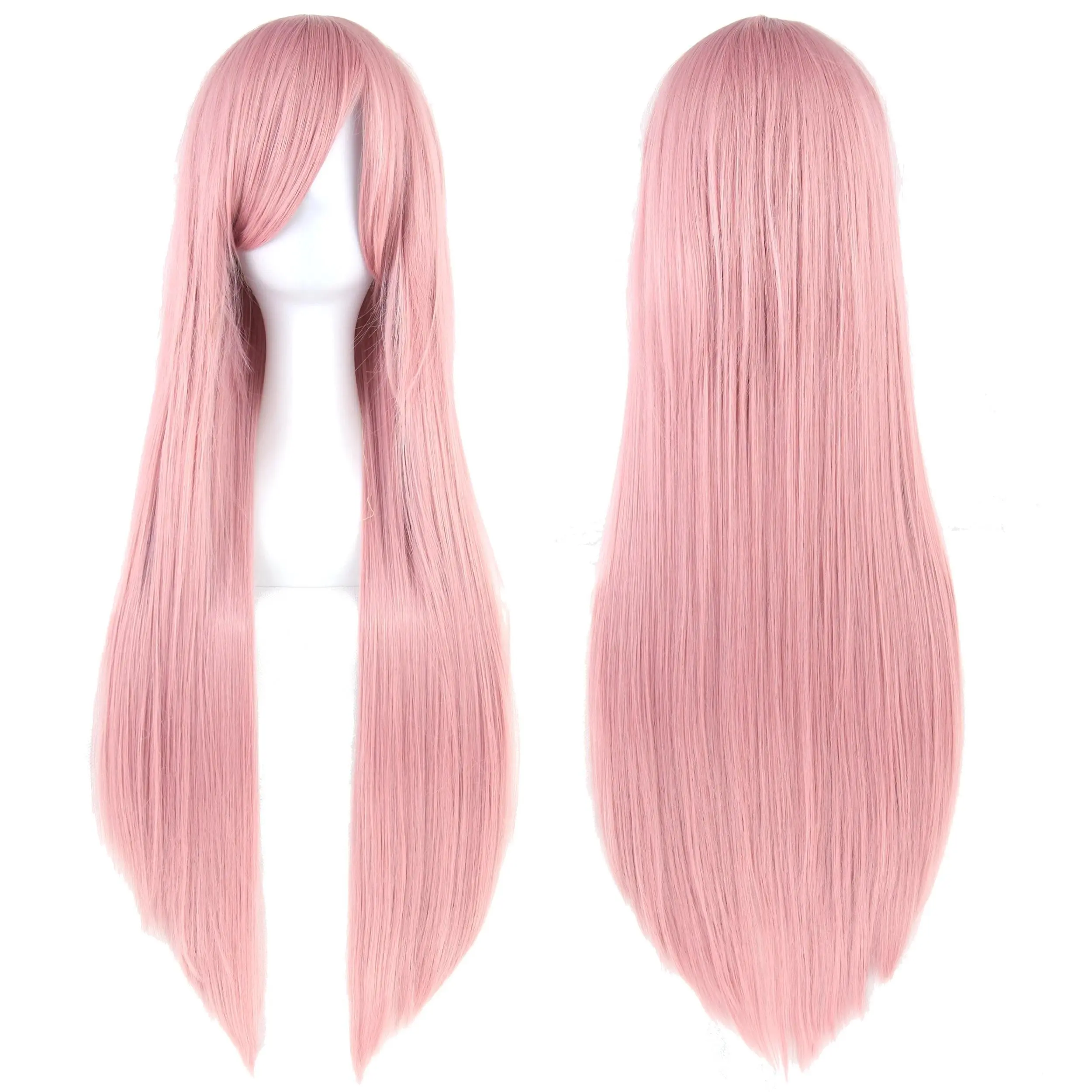 Synthetic Pink Straight Wig with Bangs for Anime Hinagiku Katsura Cosplay Megurine Luka Hair Wigs for Halloween Costume