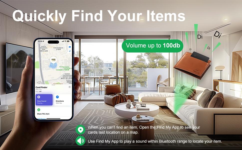 Wallet Tracker Card, Wireless-Charging Wallet Locator, Smart Tracker for Wallet (iOS Only), Wireless Positioning Tracker for Luggage, Phone, Passport and Other Items #GLOBAL PICKS