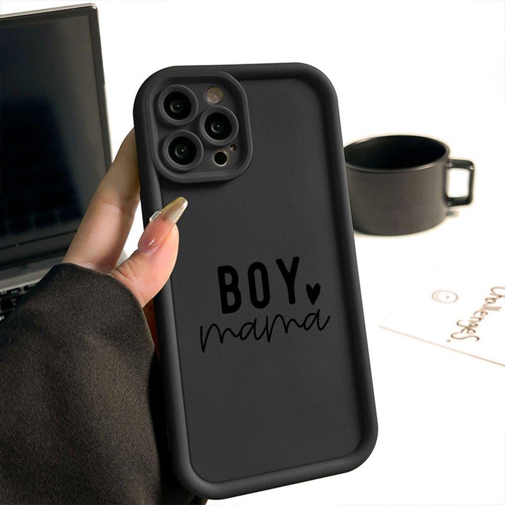 Creative Boy Mama Pattern Anti-Drop Soft Case Cover for iPhone 11/12/13/14 Pro Max/15 Pro/16 Plus/16 Pro Max, High-Quality Tpu Material