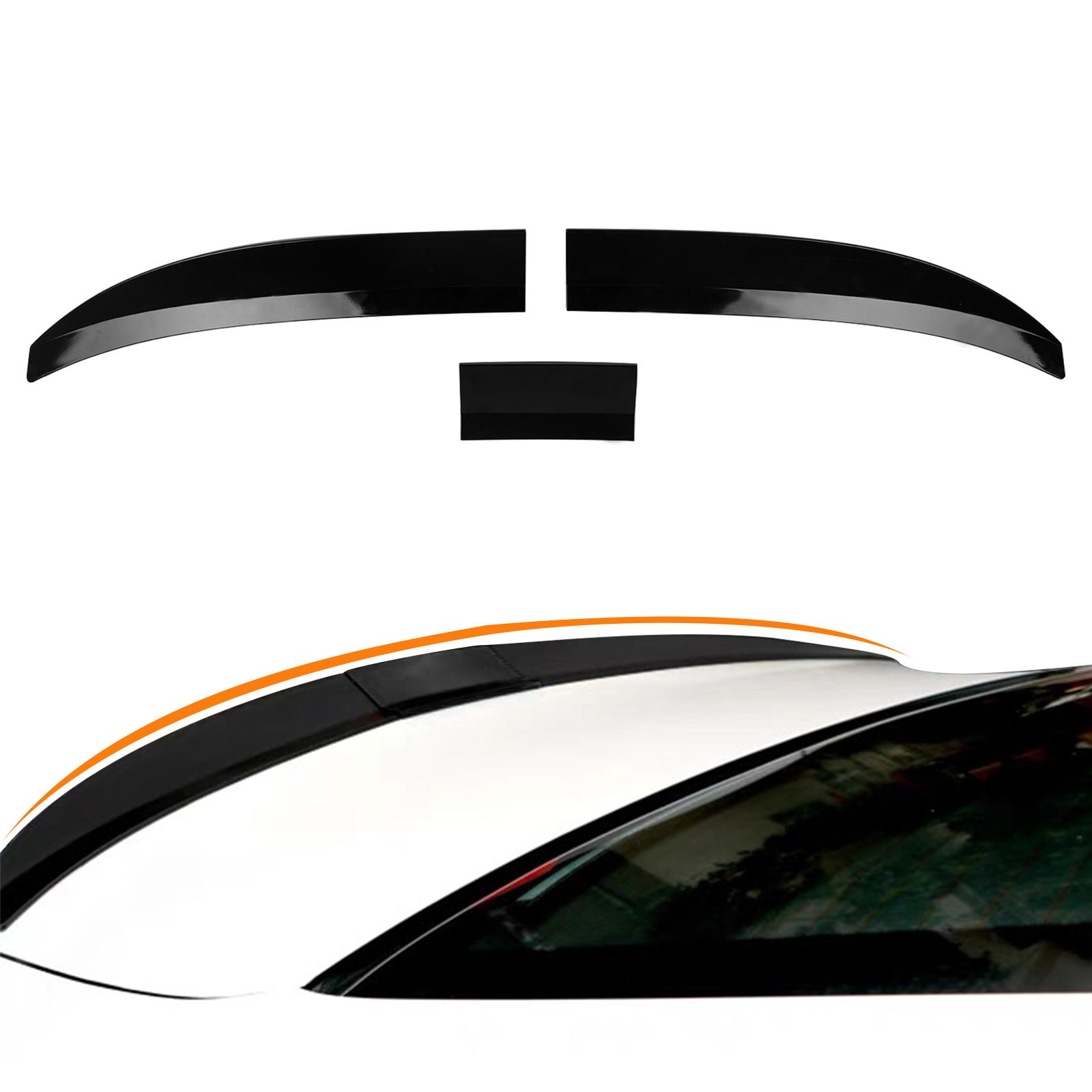 Universal Sporty Trunk Spoiler Lip Roof Tail Wing Length Adjustable 45.5" to 51.1" Trunk Wing Durable Material Tail Decoration Punch-Free Installation Fit for Car Sedan Glossy Black