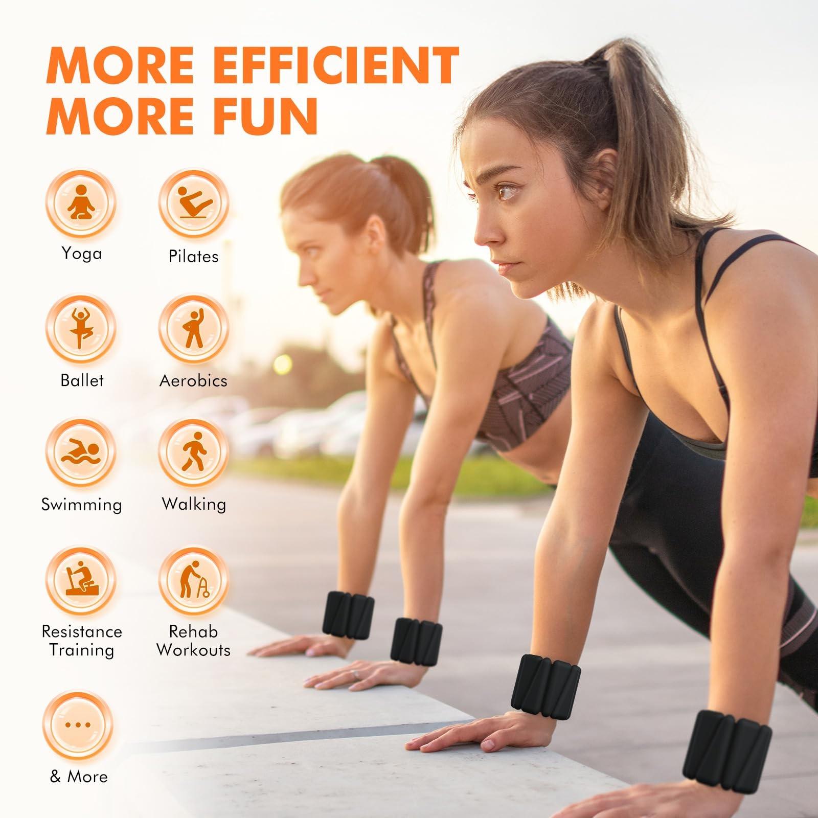 Adjustable Wrist & Ankle Weights for Workout, Set of 2 – 2lb or 4lb, Ideal for Running, Yoga, Dance, Pilates, Cardio, Strength Training