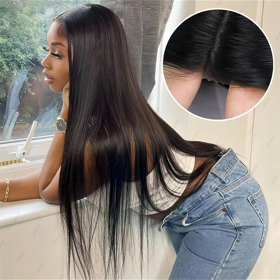 Bling Hair Glueless Wigs Human Hair Ready To Wear Straight Human Hair Wigs 30 32 Inch Pre Cut 6x4 Lace Closure Wig For Black Women