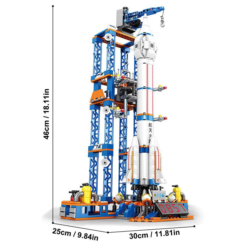 930pcs Space Launch Rocket Creative Building Blocks Toy Building Set Model Kit, Base Car Exploration Vehicle, Astronaut Figure, Desktop Decoration, Halloween Christmas Gift