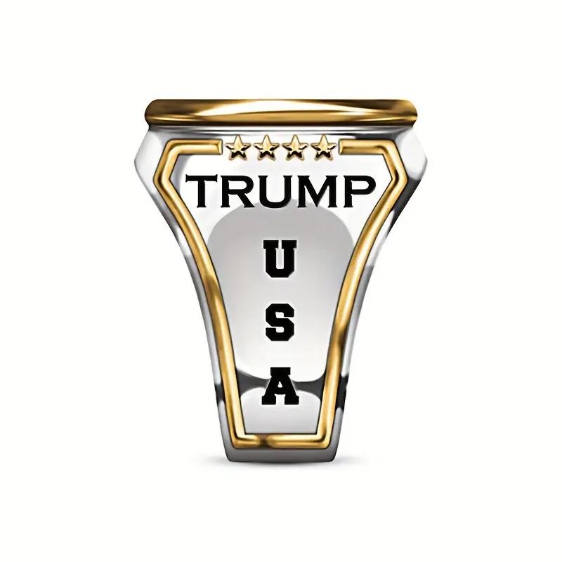 Trump President Ring - Vintage Two-Tone Zinc Alloy Men's Ring Featuring Portrait of US President and Inspiring Quotes engagementrings promise rings wedding ring set nugget ring engagement ring Custom Jewelry