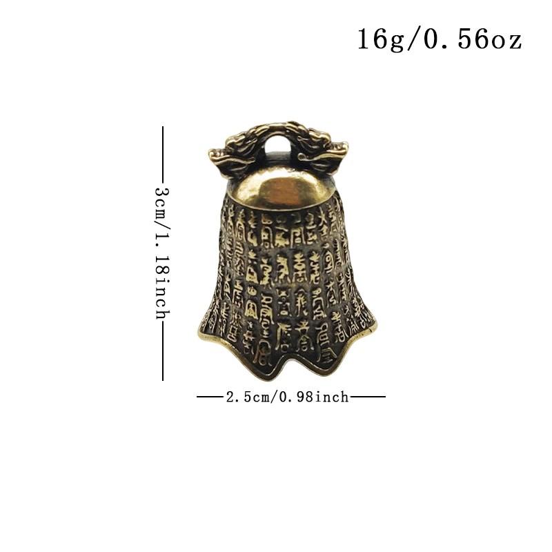 Vintage Brass Wind Chime Ornament, Mini Desktop Bell Decor, Traditional Chinese Metal Bell, Retro Classical Copper Bell, Tabletop Decoration