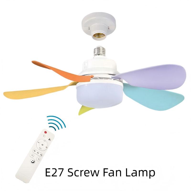 E27 Screw Base Ceiling Fan Light, Modern Simple Design, Home Electric Fan Lamp for Living Room Dining Bedroom, Quiet Wind Force