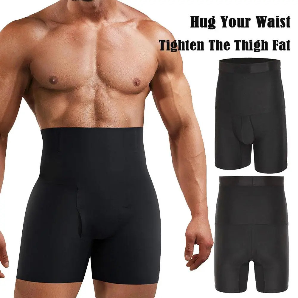 Men's High-Waist Compression Shapewear Shorts - Asia Sizing, Tummy Control, Midsection Support, Slim-Fit Boxer Briefs, Body Shaping Underwear, Shaper