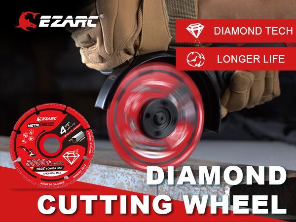 EZARC Diamond Metal Cut-off Wheel for Rebar Steel Iron Inox Cutting Disc Power Tool Accessory Heavy Duty 5000+ Cuts Long Life