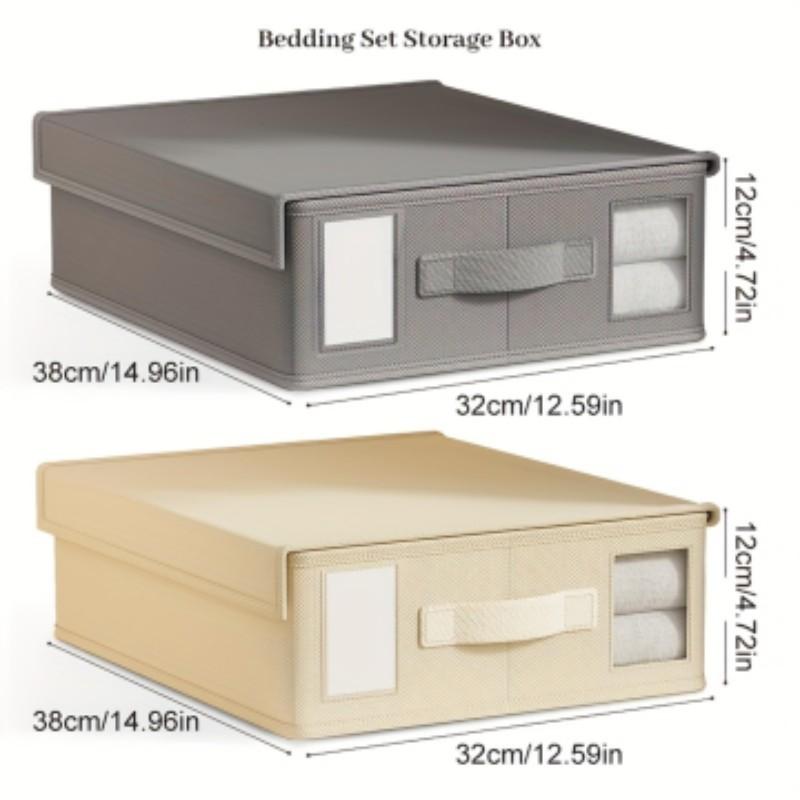 Foldable Large Capacity Bedding Storage Box with Viewing Window, Organize Sheets, Pillows, and Duvets Easily, Space-Saving Design for Neat Storage, Folding Storage Bin, Collapsible Storage Box, Bed Sheets Organizers