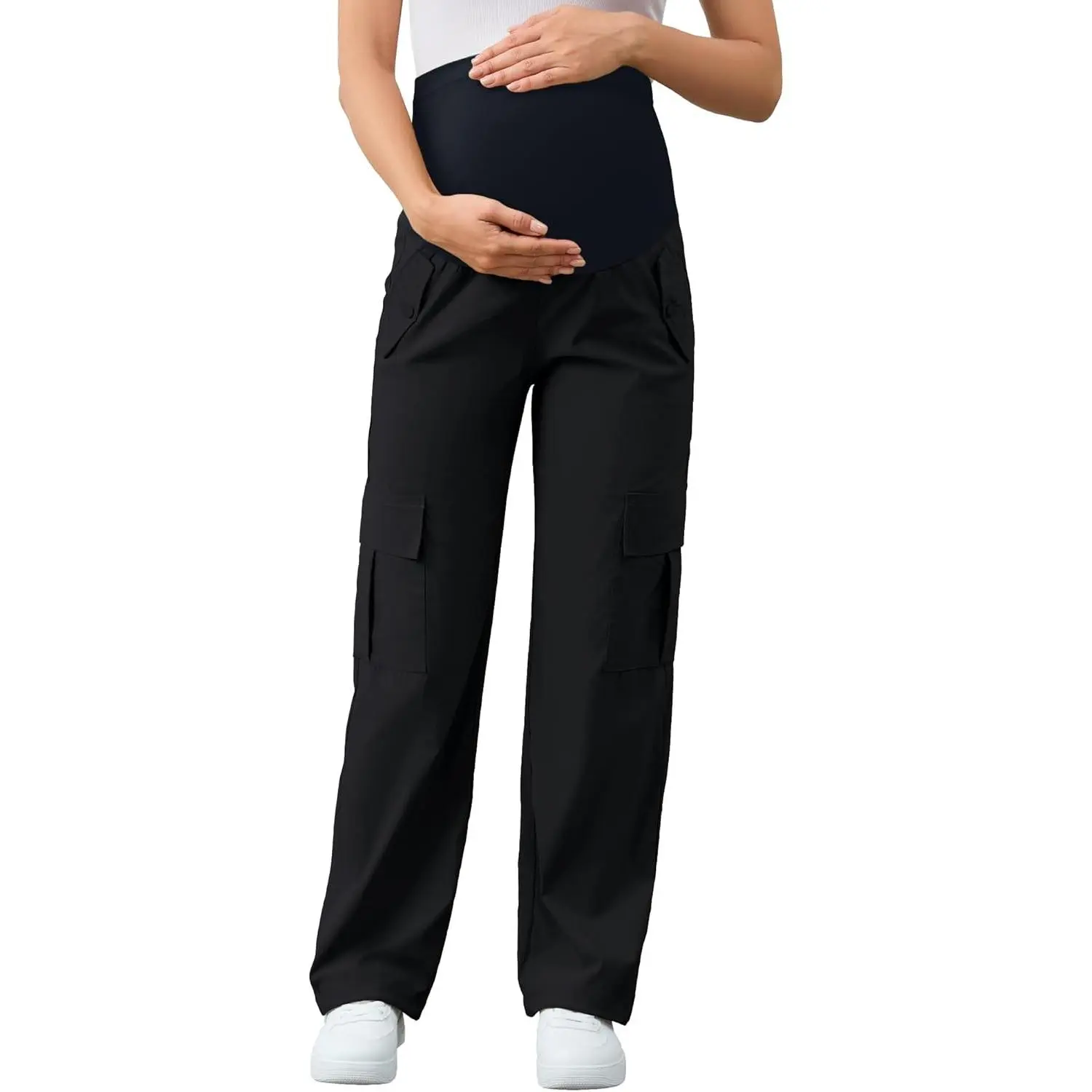 Women's Maternity Cargo Pants with 6 Pockets Quick-Dry Pregnancy Hiking Pants