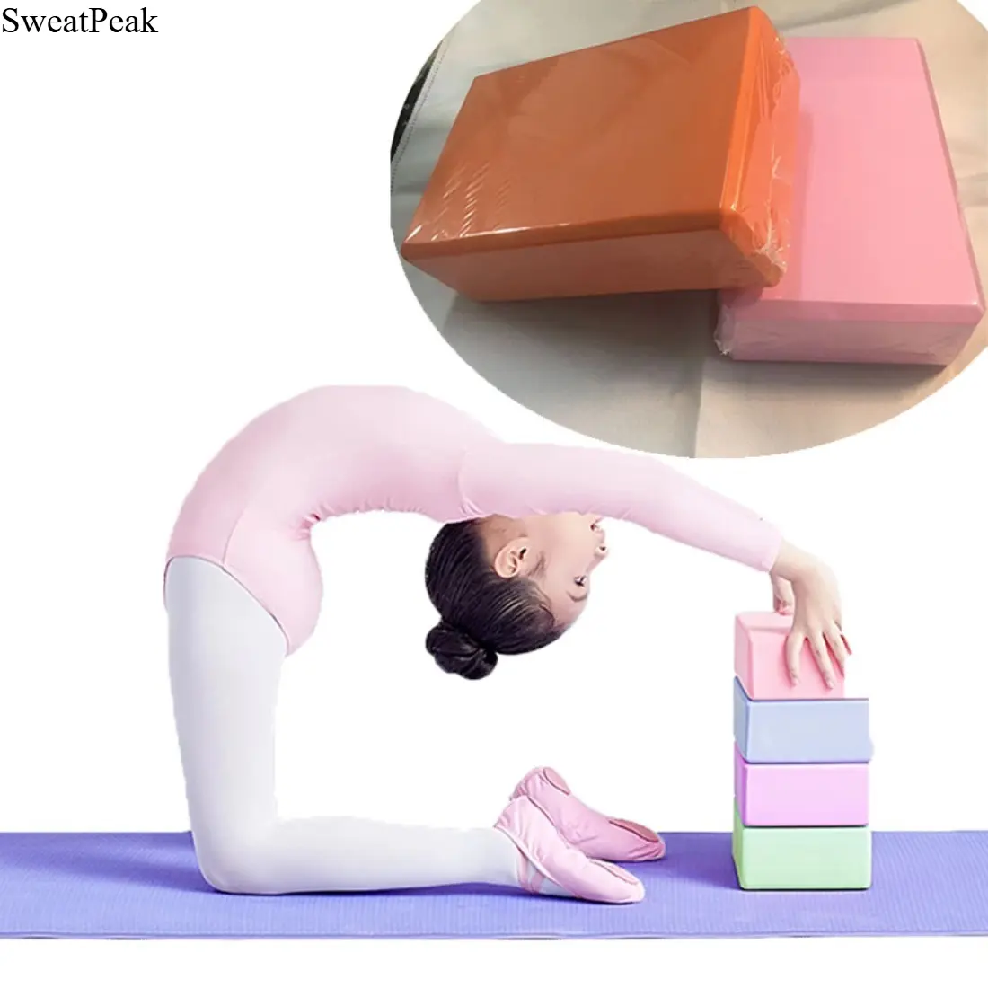 Yoga Block for Adults & Kids, High Density EVA Foam Yoga Brick with Non Slip Surface, Lightweight Yoga Support Tool for Stretching, Balance & Flexibility Training, Pilates Exercise, Home Workout, Dance Practice & Fitness Routine
