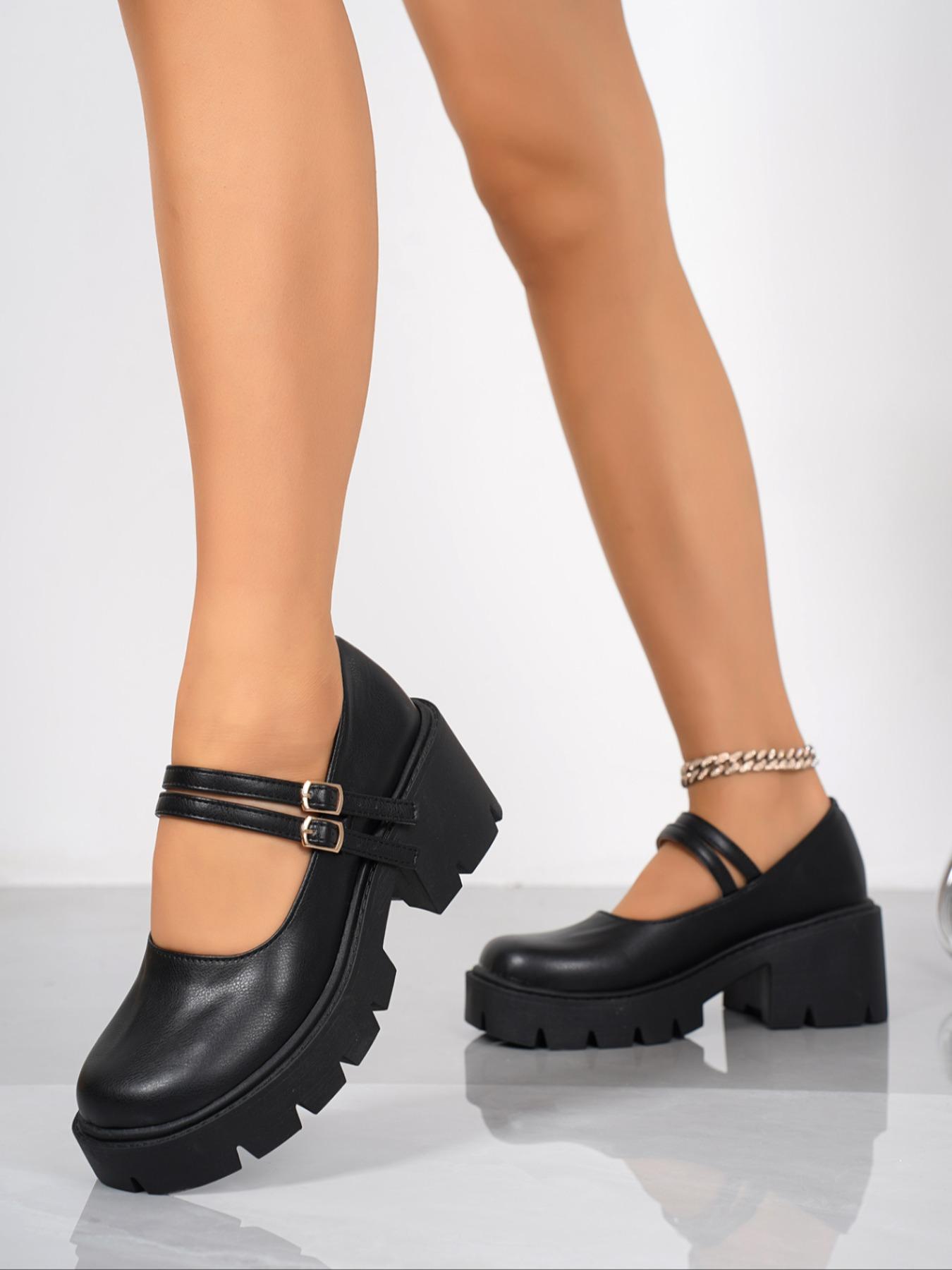 Women's Fashion Thick Sole Platform High Heels, Comfortable Lightweight Mid-Heel Walking Shoes, Mary Jane Casual Pumps for Daily Wear, Mary Janes Shoes