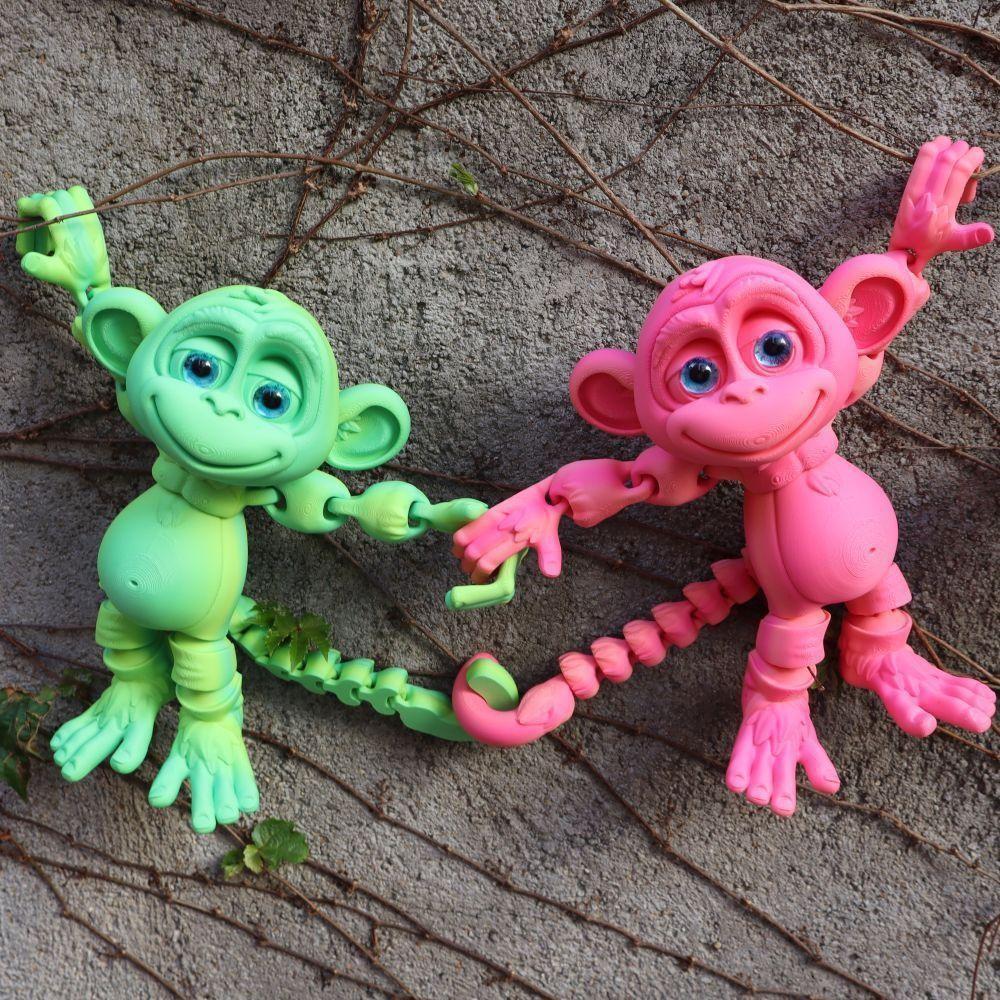 3D Printed Climbing Monkey Statue Pouch, Movable Monkey Figurine, Large Eye Realistic Primate, Craft Gift, Trendy Creative Handmade Toy