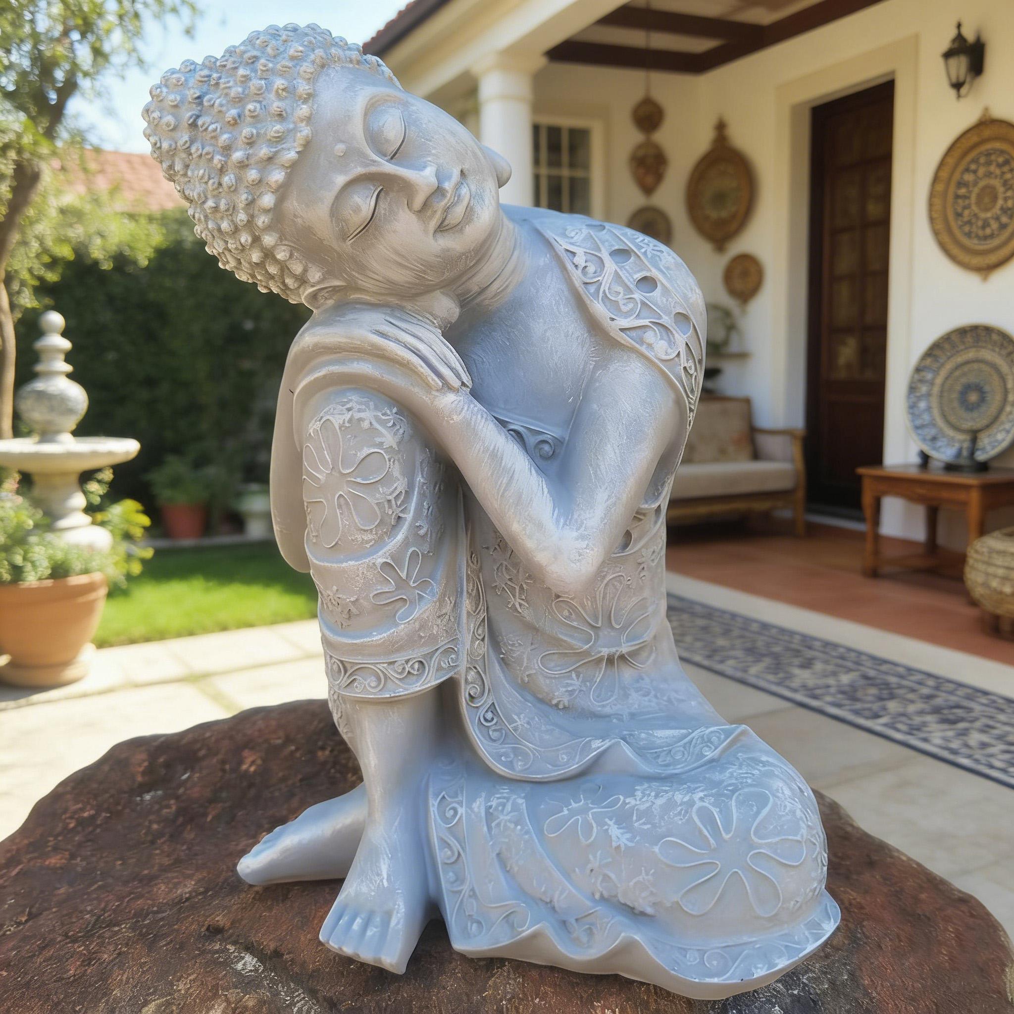 Resin Outdoor Sculpture for Home and Garden Decor, Handmade Buddha Statue, Feng Shui Ornament, Durable Resin Material, Gift Idea