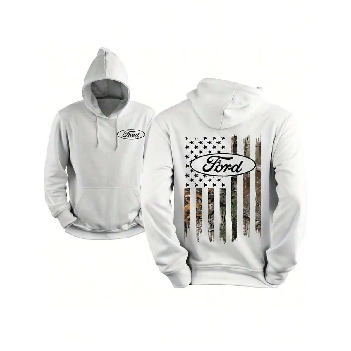 Fords Camo Flag Hoodie – Patriotic American Flag Design With Camouflage Stripes, Outdoor Lifestyle Sweatshirt, For Men And For Women-Men's T Shirt