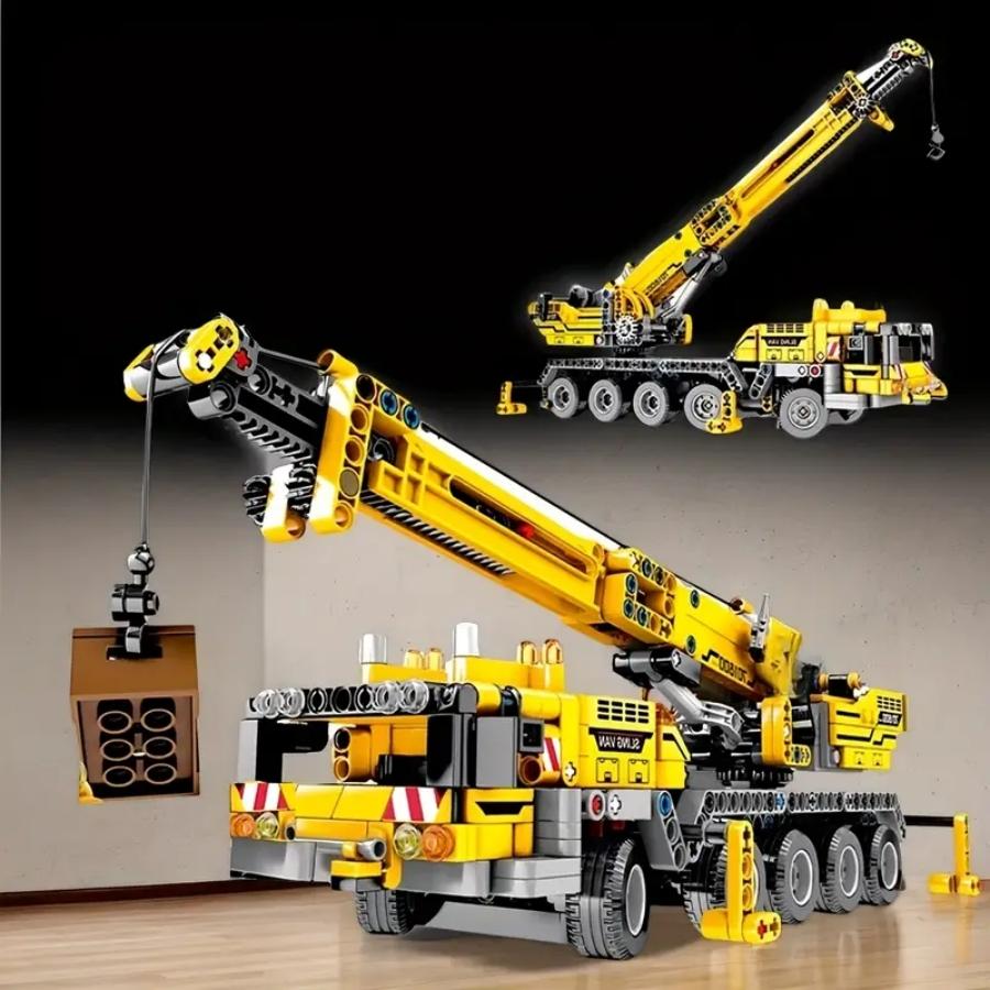 Fashionable 1008pcs City Series Engineering Vehicle Building Set, Crane & Tow Truck Models, Perfect Gift for Collectors