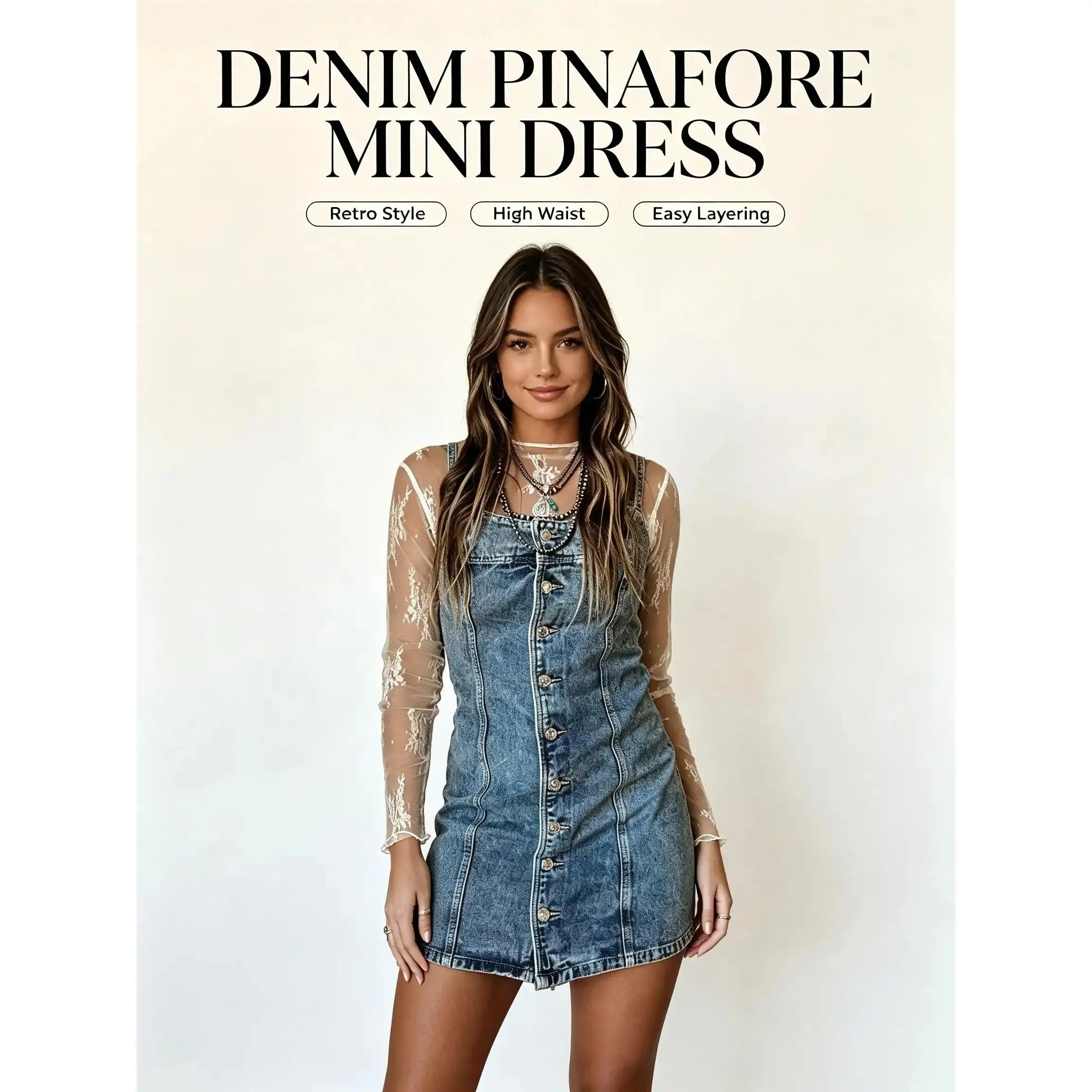 Women's Vintage Western Sleeveless Slim-Fit Strap Solid Denim Dress - Cotton Tiered Skirt with Distressed Fabric, Zipper Detail, Hand Wash, Suitable for Early Spring, Autumn Casual Wear,summer,leopard,elegant,Pleated