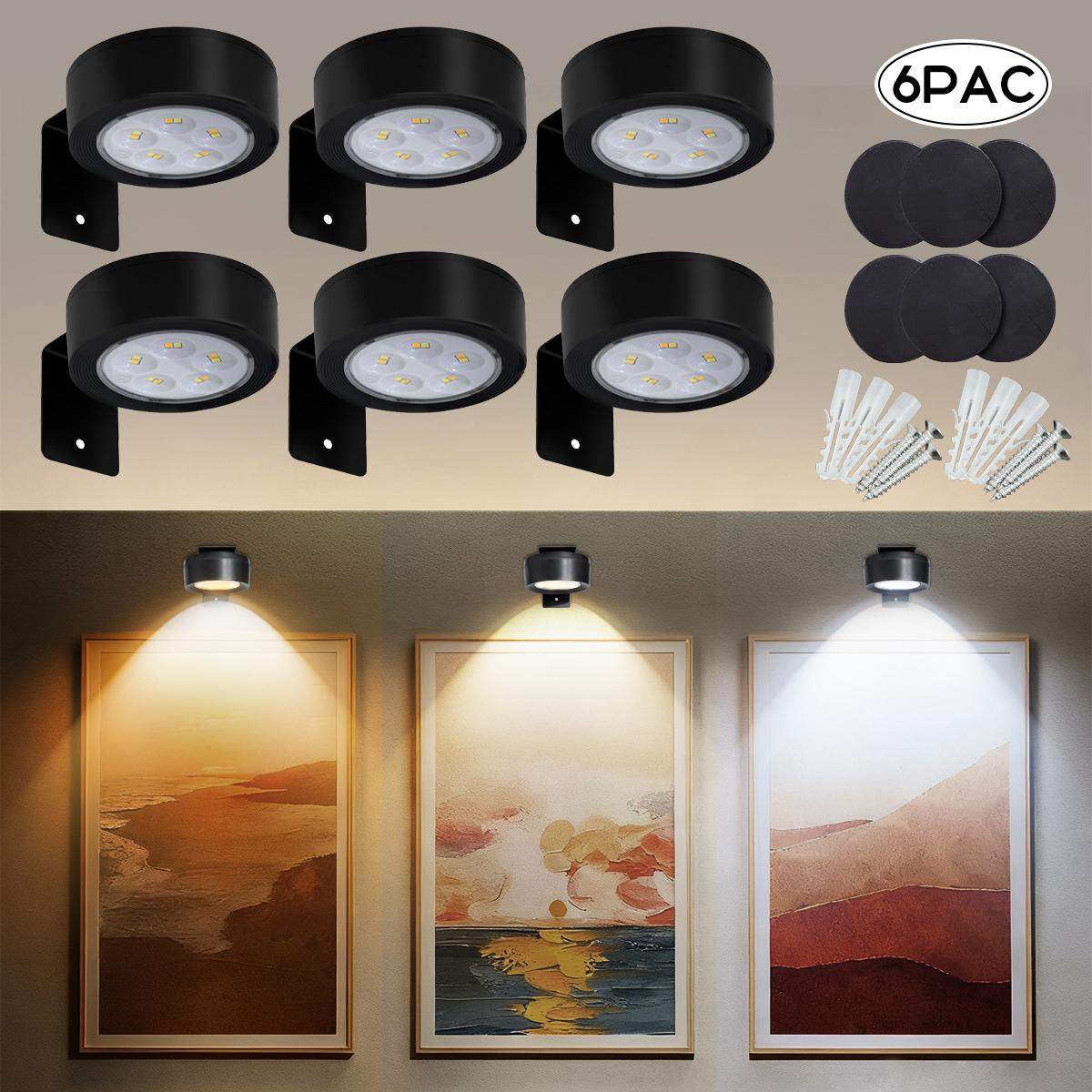 LED Wireless Picture Light with Timer, Adjustable Leds, Adjustable Brightness Art Display Lamp, Home Decoration Lamp, 3 Lighting Modes for Portraits, Wall Decor, Art Frames, Decorative Lighting