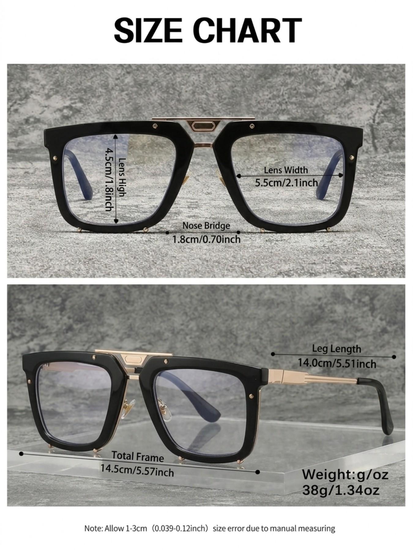 SUPKLEY Retro Pilot Frame Pc Material Decorative Glasses, Suitable For Both Men And Women, Suitable For Fashionable Street Photography, Summer Commuting Vacation, Daily Reading, And Computer Tv Use