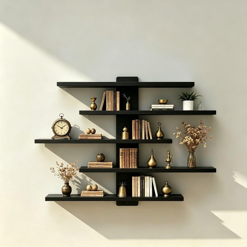 No Drill Wall Mounted Floating Shelves, Solves Wall Space Waste & Display Issues, Ideal for Bedroom, Living Room & Study, Eco-friendly Board with No-drill Installation, Multi-tier Wall Display Organizer