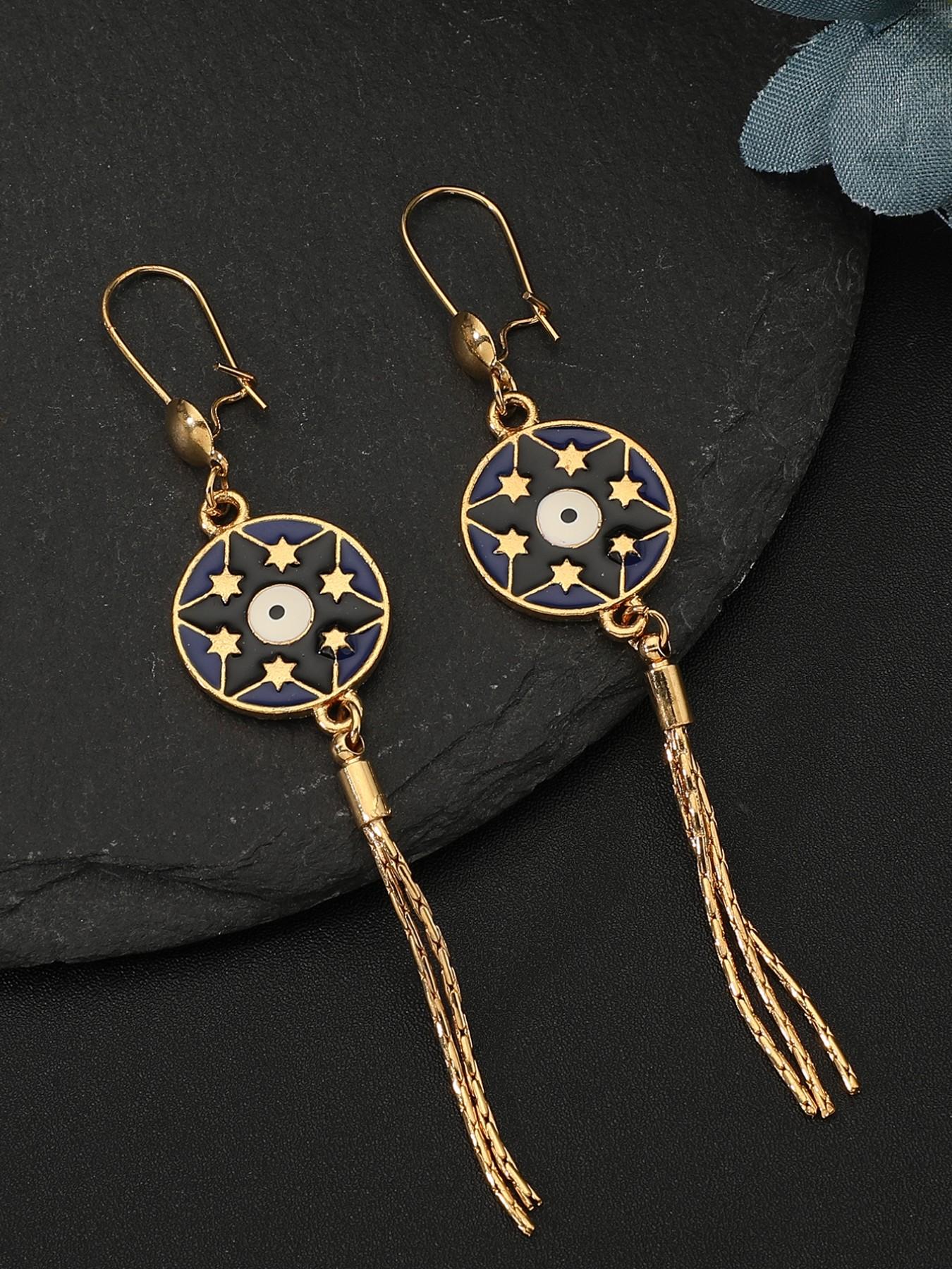 Mysterious Devil Eye Disk Fringe Earrings for Women, Retro Style Hoop Earrings, Unique Design High-End Jewelry, All Seasons Accessory