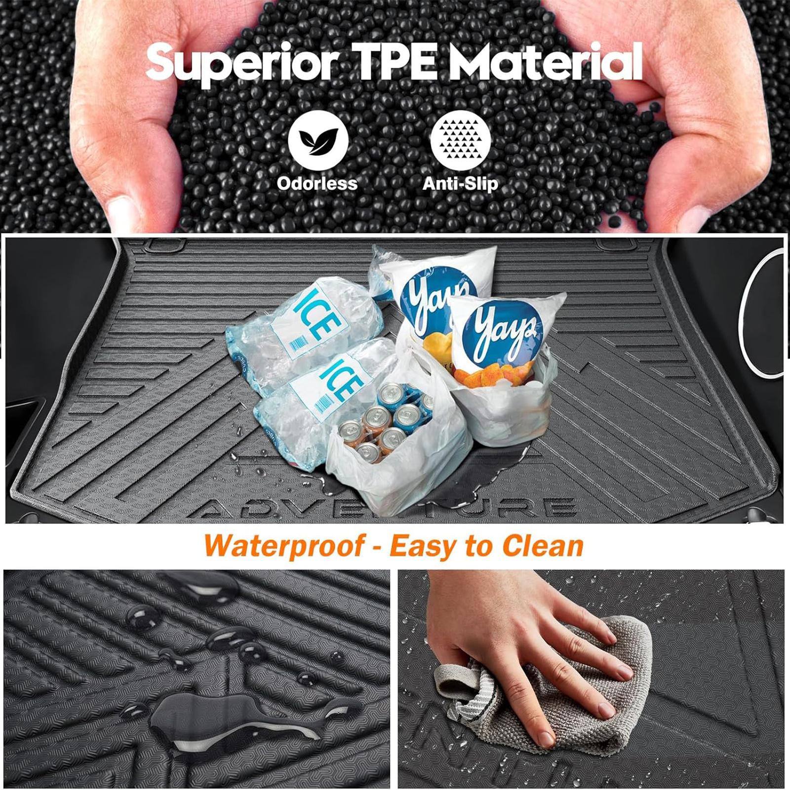 Canvcle All Weather TPE Floor Mats for 2015-2021 Jeep Grand Cherokee Laredo E 4x4 Five-Seater Gas Model Custom Fit Trunk & Back Seat Protector Durable Odorless Cargo Liner Non-Slip Texture Easy to Clean