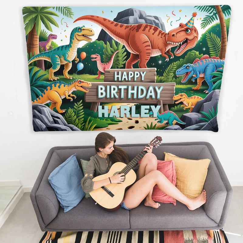 1pc Dinosaur Wall Hanging, Soft Polyester Tapestry for Bedroom, Living Room, Party Backdrop, Studio, Apartment Decor, Durable & Washable Wall Art