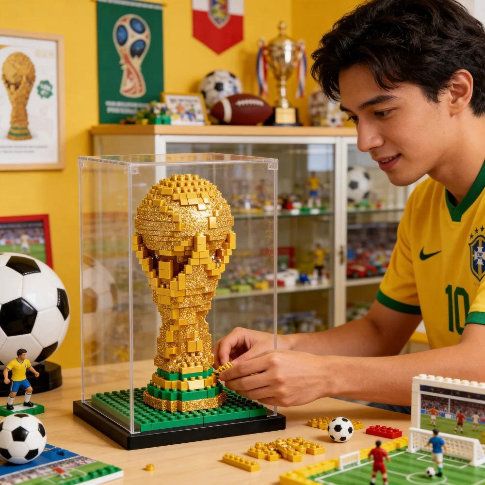 Football Sports Hercules Cup Building Blocks Sports Trophy Football Match Trophy Surrounding Ornaments Toys Home Decoration Small Gifts