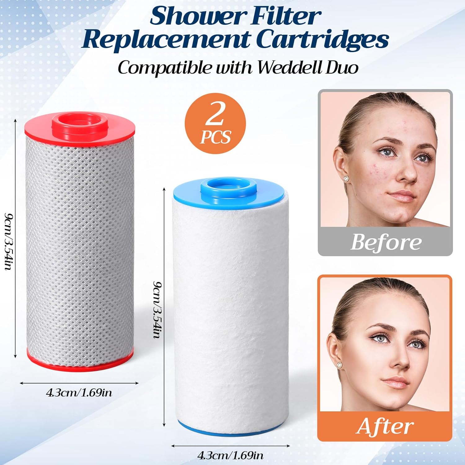 2 count Compatible with Weddell Duo Shower Filter Shower Replacement Cartridges Filter Water Clean Cartridges Replacement Full Set for Removes Chlorine Particulates Heavy Metals 2 count Compatible with Weddell Duo Shower Filter Shower Replacement Cartridges Filter Water Clean Cartridges Replacement Full Set for Removes Chlorine Particulates Heavy Metals
