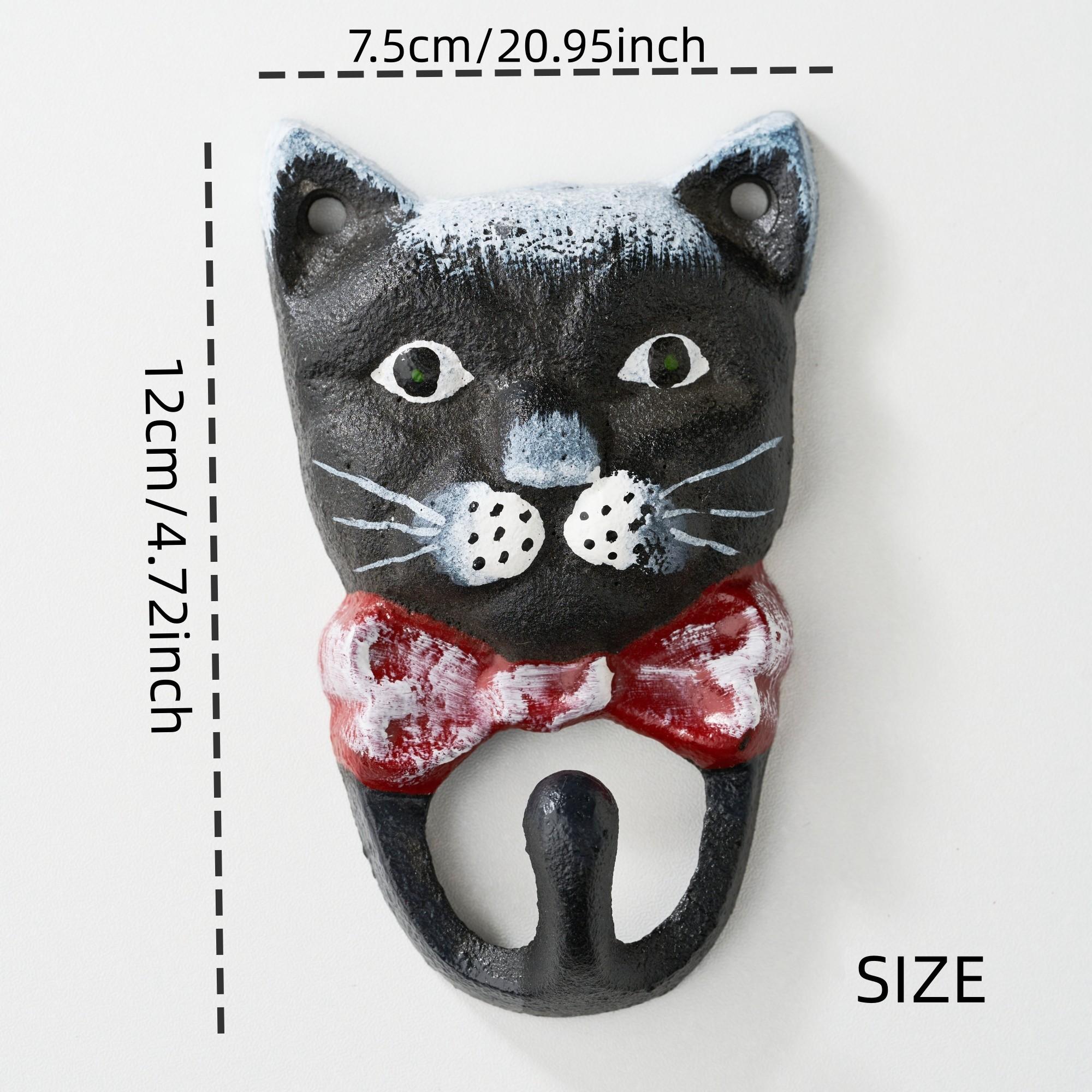 Vintage Cast Iron Cat Hook, Entryway Key Holder, Cute Bow Tie Cat Decorative Coat Hanger, Pet Leash Hanging Hook