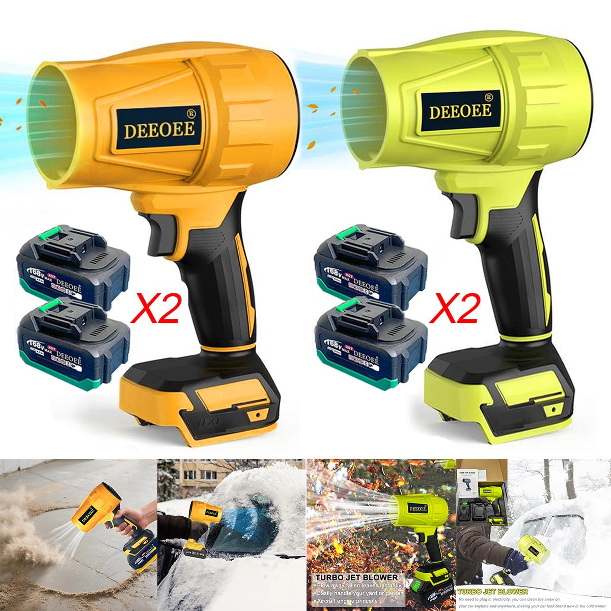 DEEOEE Cordless Leaf Blower Portable Dust Cleaner Handheld Blowers 2 Batteries Air Duster with Adjustable Speed for Drying Patio Cleaning Green DEEOEE Cordless Leaf Blower Portable Dust Cleaner Handheld Blowers 2 Batteries Air Duster with Adjustable Speed for Drying Patio Cleaning Green