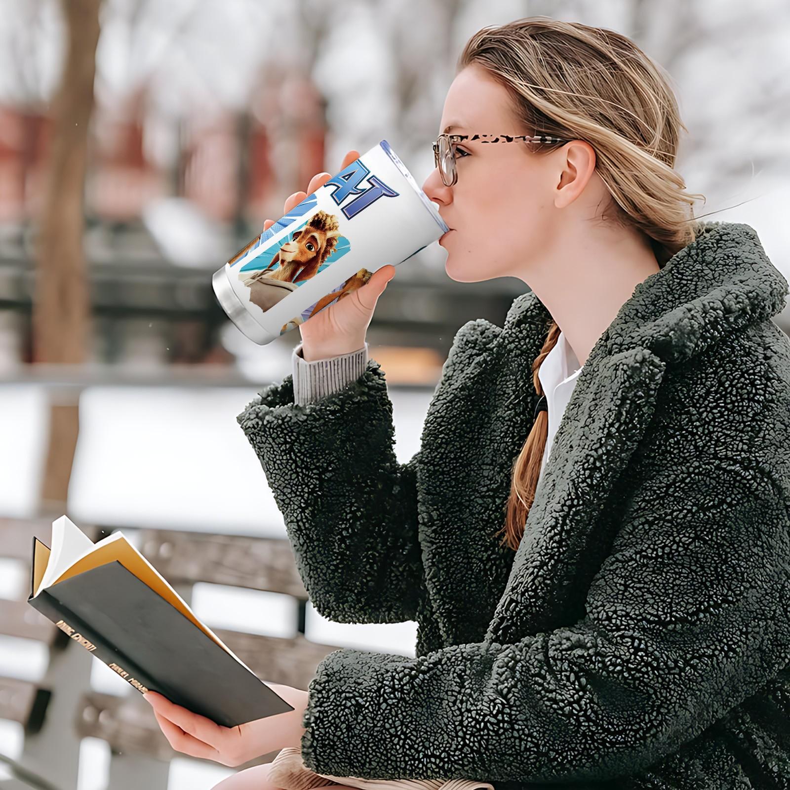 Auracup 1 Pc Insulated Mug, Tumbler with Movie Style Goat Basketball Pattern, 20oz Double Wall Vacuum Stainless Steel Design, Keeps Drinks Hot for 12 Hours and Cold for 24 Hours, Leak Proof Lid, Cinematic Sport Theme with Celebration Party Vibe, Durable