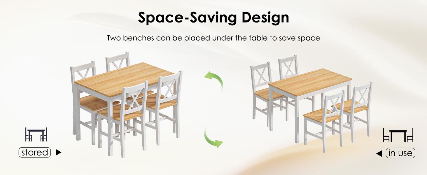 5-Piece Modern Kitchen Table Set w/ 4 Chairs, Space-Saving Rectangular Design, Easy Assembly, Perfect for Small Dining Rooms, Stylish & Durable Home Wicker Furniture Set Wooden Dresser Set