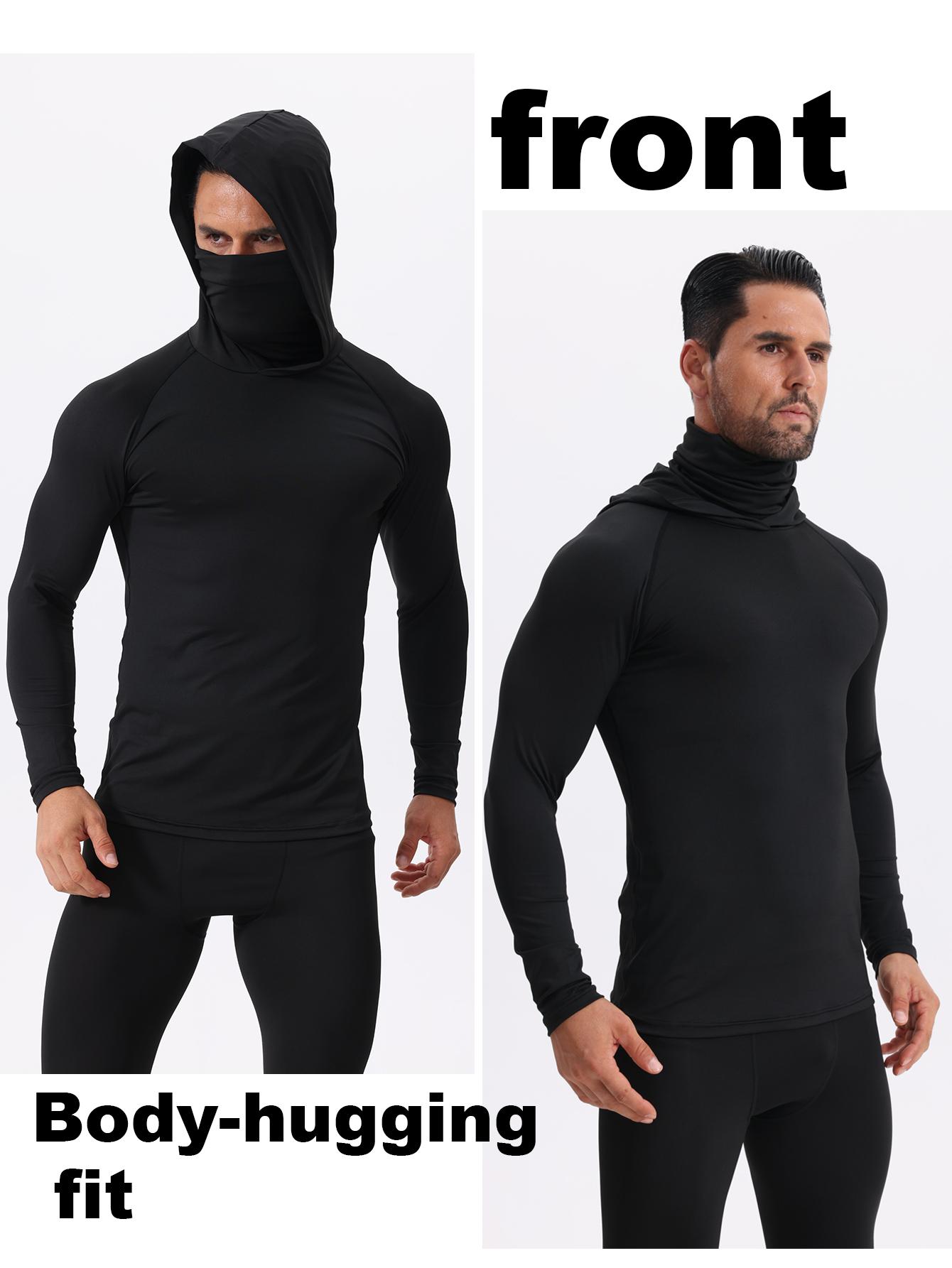 [Quick Dry Hoodies] 3 Men's Quick Drying Breathable Hoodies With Masks |     Long Sleeved T-shirt - Spring And Autumn Compression Sports Top - Enhance Your Workout Performance, It's A Gift