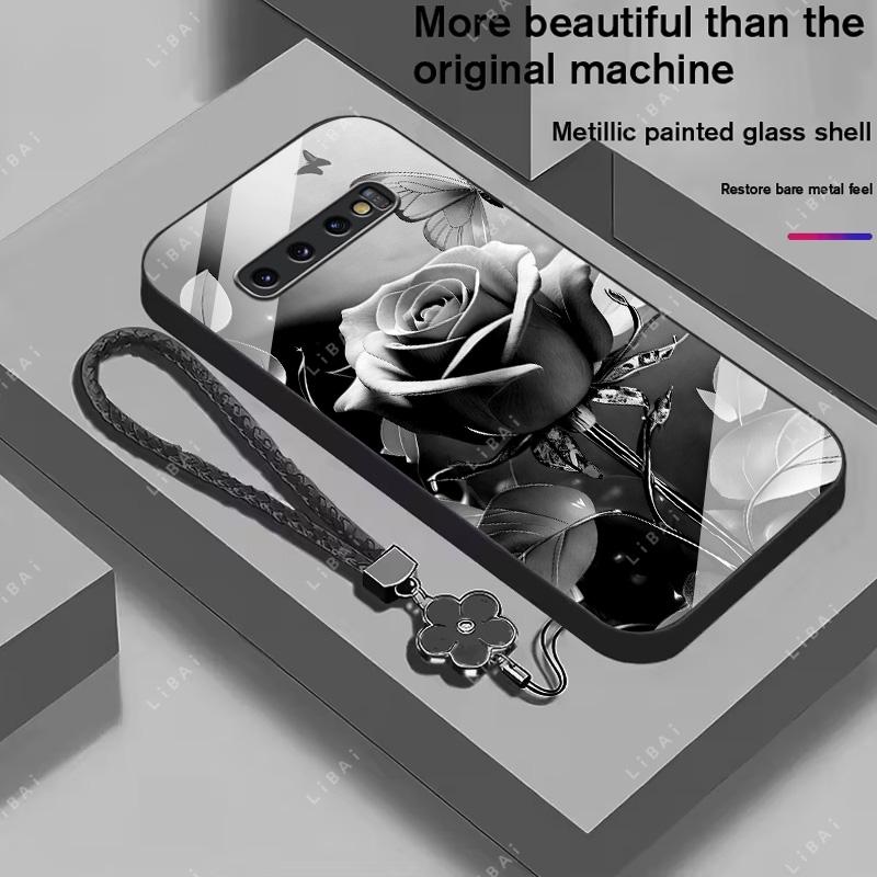 Suitable for [Galaxy S10] high-end phone case，a beautiful four-leaf clover lanyard is included,exquisite and high-end design,a variety of colors are available for you to choose from YM99