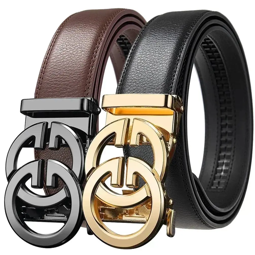 Plus Size 170 160 150cm Double G Famous Designer Luxury Brand Men Belt High Quality PU Leather Automatic Business Male Waistband